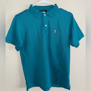 Psycho Bunny Kids Teal Polo Shirt with‎ Logo on Left Chest size XL